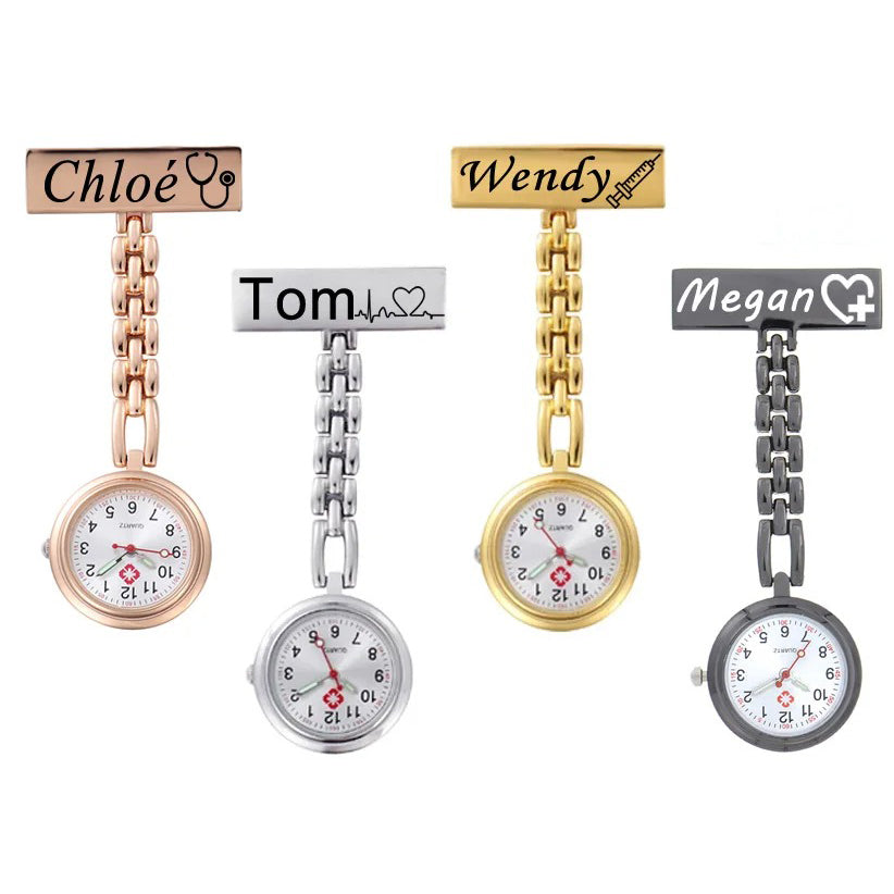 Montre d'infirmière à broche - Personnalisable avec Nom, Logo, Fonction