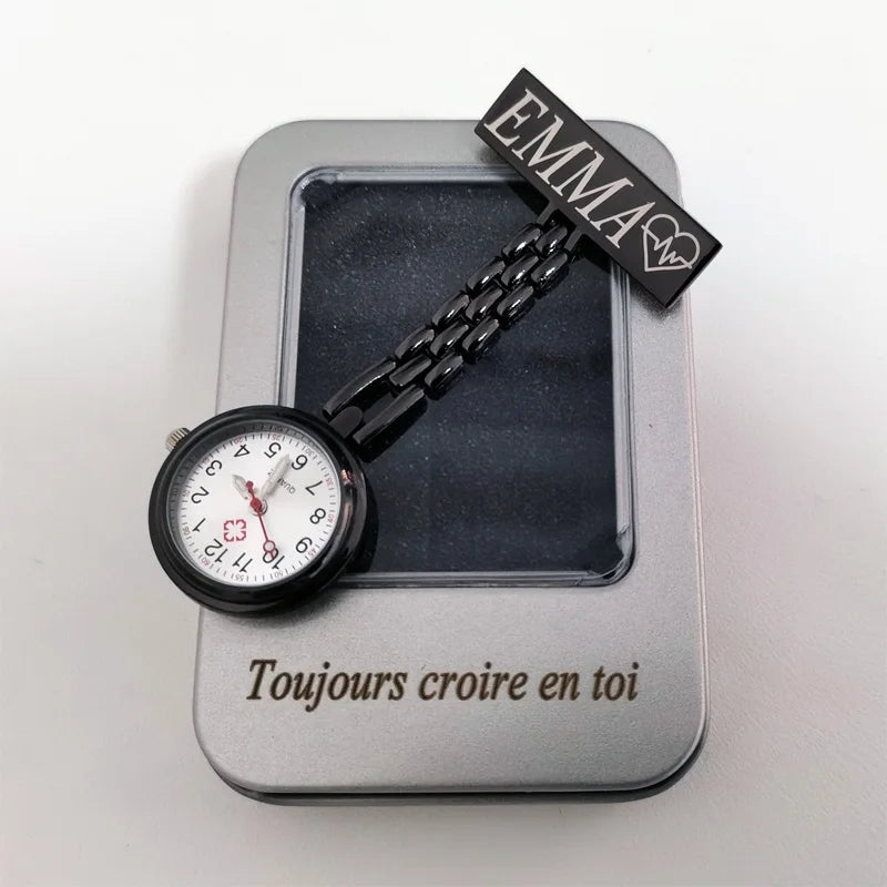 Montre d'infirmière à broche - Personnalisable avec Nom, Logo, Fonction