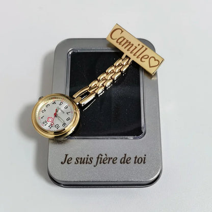 Montre d'infirmière à broche - Personnalisable avec Nom, Logo, Fonction