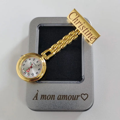 Montre d'infirmière à broche - Personnalisable avec Nom, Logo, Fonction