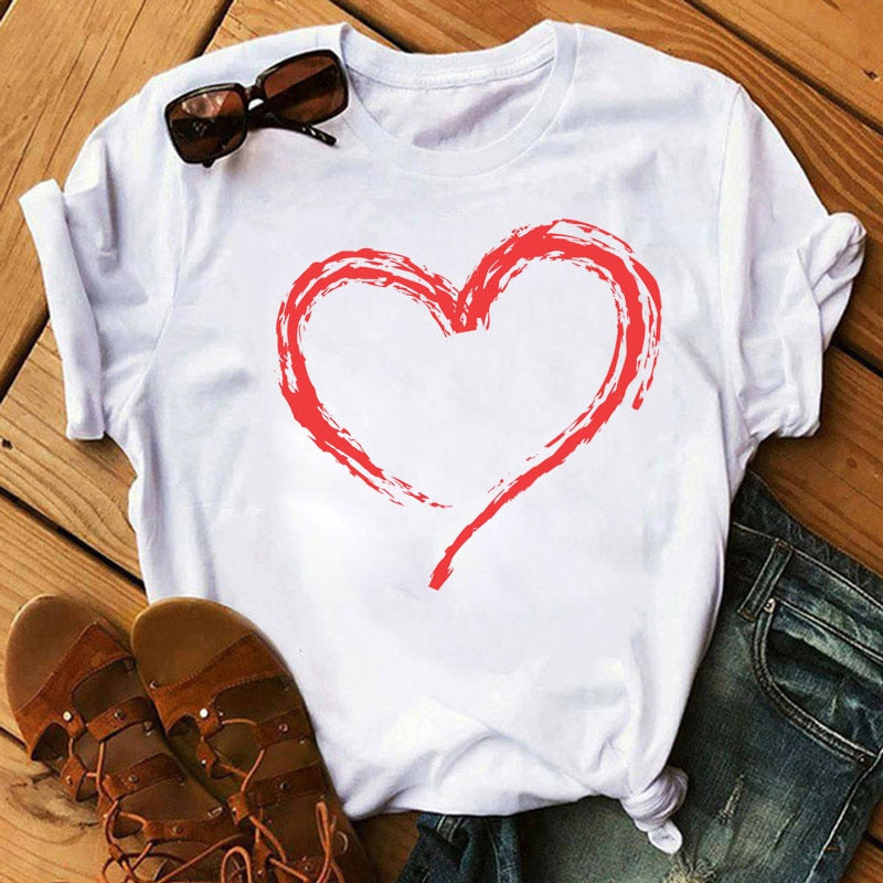 T-shirt manches courtes, imprimé stéthoscope électrocardiogramme infirmière