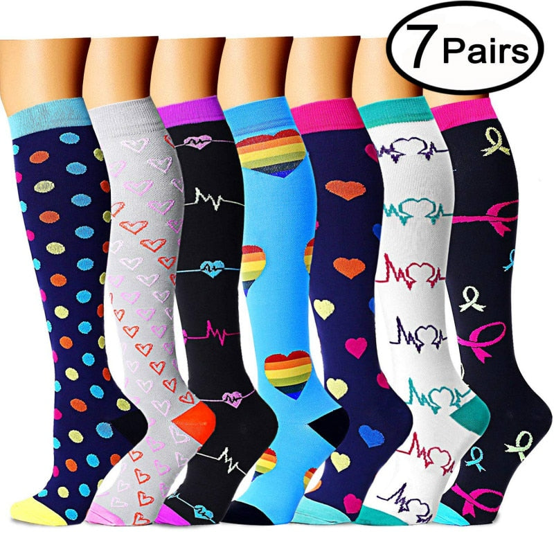 Chaussettes de compressions - anti-douleurs - soignants - infirmières - Pack 7 paires de chaussettes