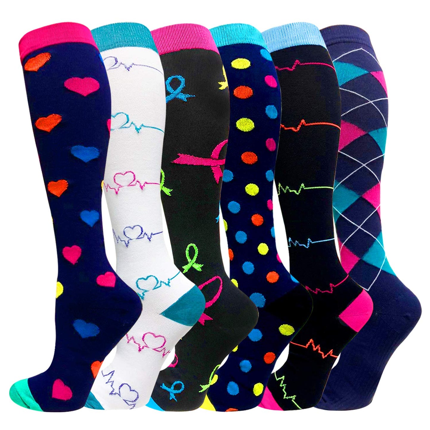 Chaussettes de compressions - anti-douleurs - soignants - infirmières - Pack 7 paires de chaussettes