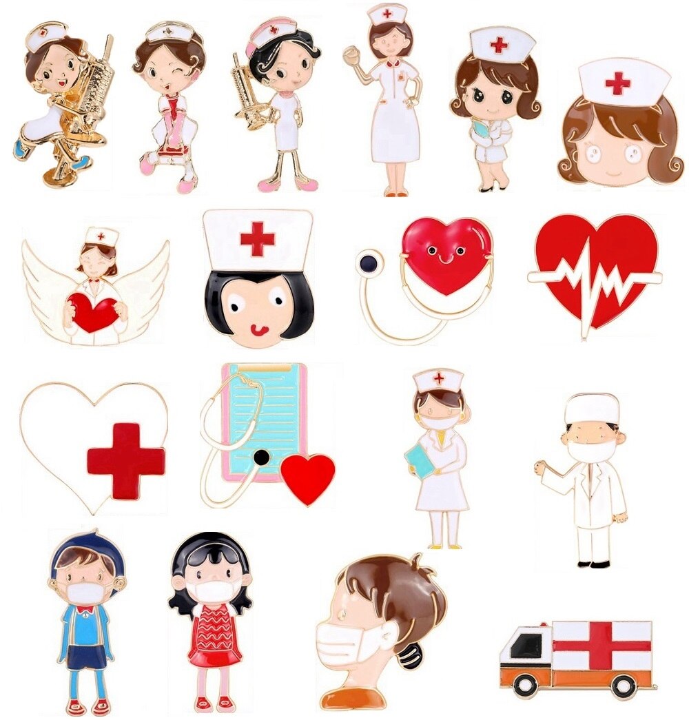 broches médicales soignants colorées