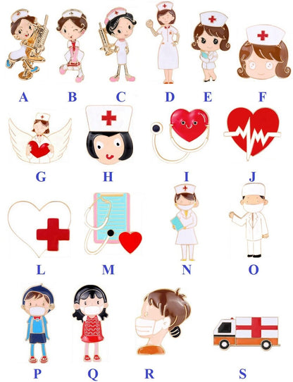 Idée cadeaux, Lot de 10 broches médicales colorées