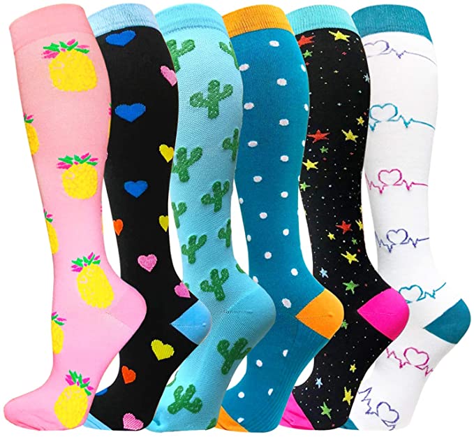 Chaussettes de compressions : Spécial ÉTÉ - anti-douleurs - soignants - infirmières - Pack 6 paires de chaussettes