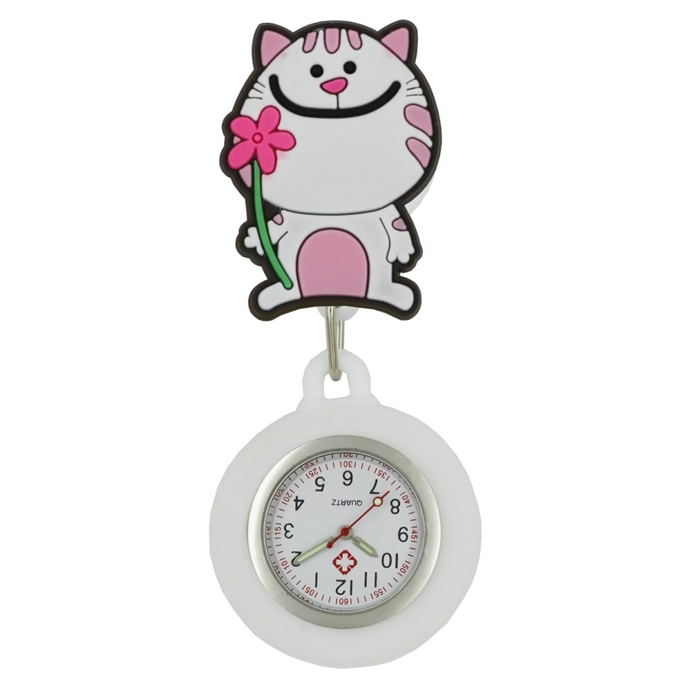 Montre de poche avec badges en caoutchouc rétractables QUARTZ pour infirmière