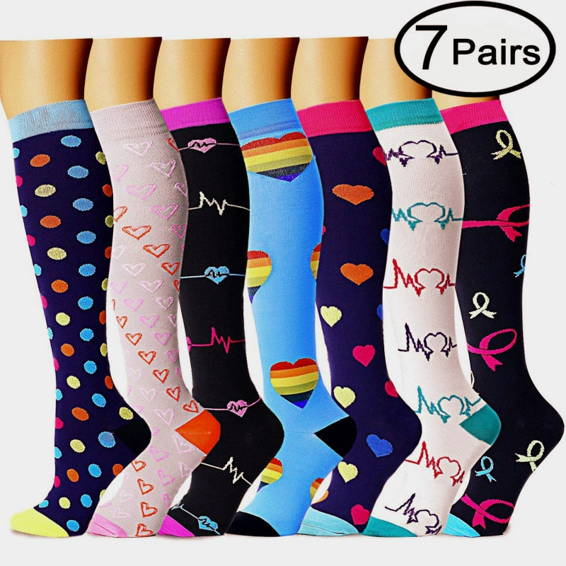 Chaussettes de compressions - anti-douleurs - soignants - infirmières - Pack 7 paires de chaussettes