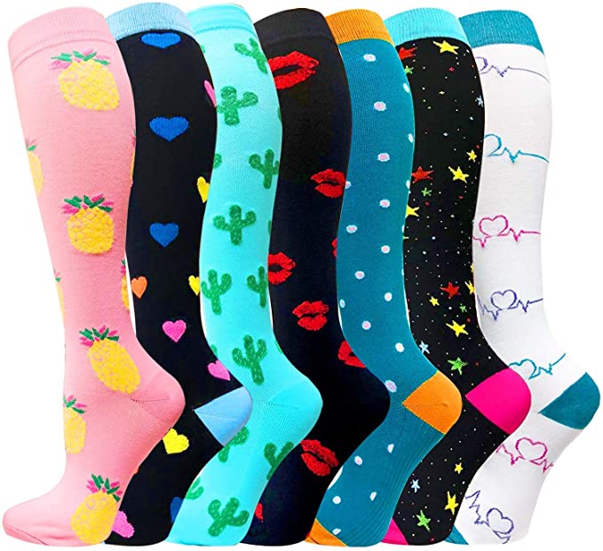 Chaussettes de compressions : Spécial ÉTÉ - anti-douleurs - soignants - infirmières - Pack 6 paires de chaussettes