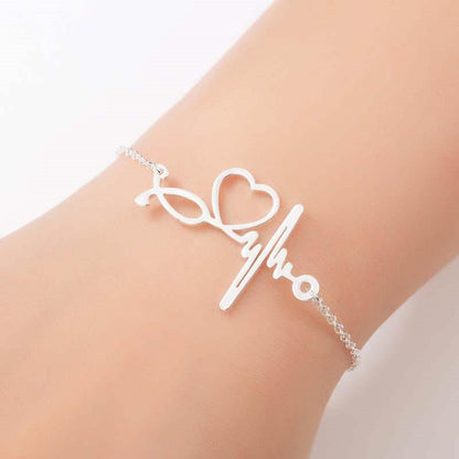 bracelet rythme cardiaque argenté